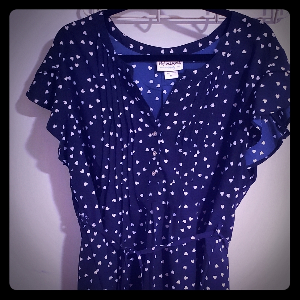 Oh! Momma Navy and hearts maternity blouse